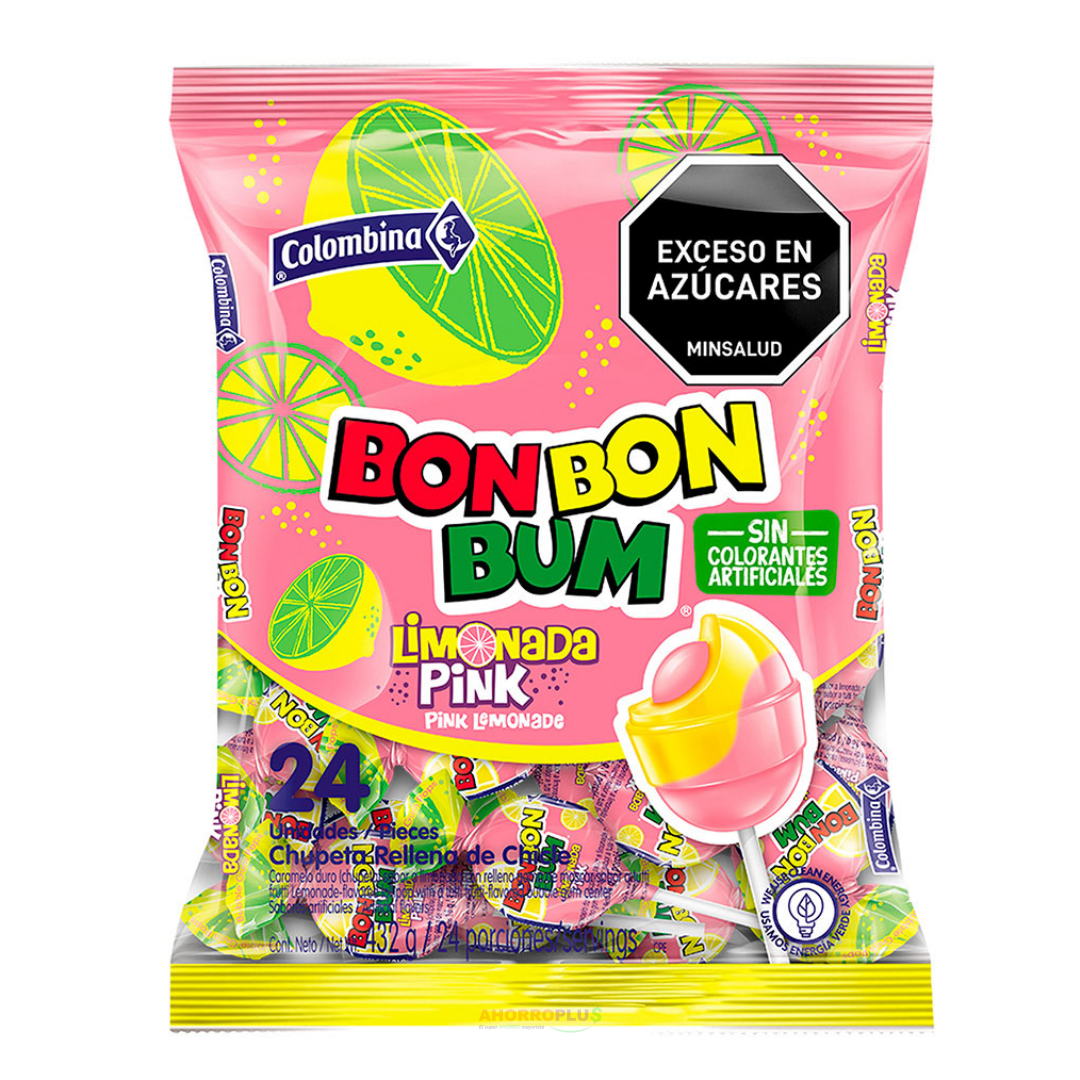 CHUPETA BONBONBUM LIMONADA PINK CJ*15