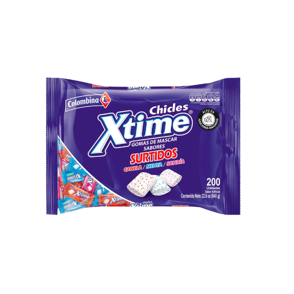 CHICLE XTIME BOLSA SURTIDO*200 CJ*12