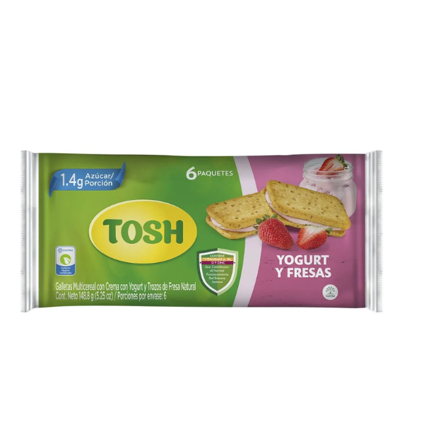 GALLETAS TOSH TIPO SANDWICH YOGURT FRESA*6 148G*24