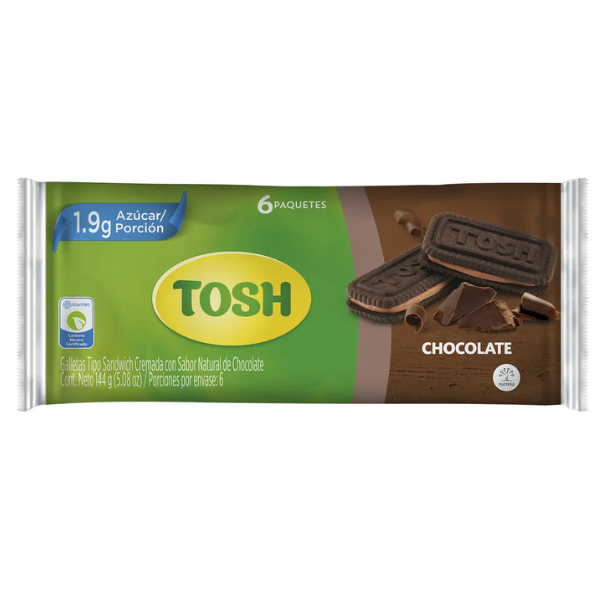 GALLETAS TOSH TIPO SANDWICH CHOCOLATE 148GR CJ*24