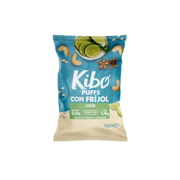 KIBO PUFFS CON FRIJOS LIMON PEQ 92GR CJ*12