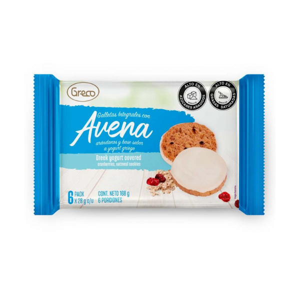 GALLETAS GRECO AVENAS Y YOGURT*6 168GR CJ*24