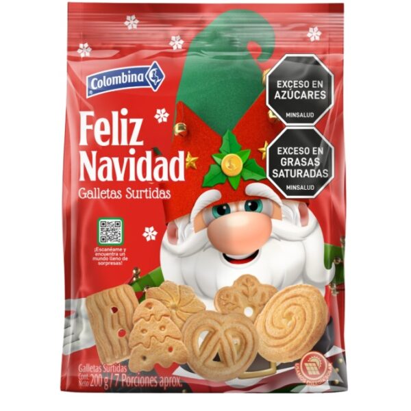 2633 NVD GALLETAS FELIZ NAVIDAD 200GR COLOMBINA CJ*12