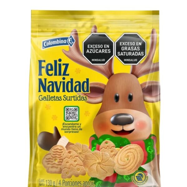 2634 NVD GALLETAS FELIZ NAVIDAD COLOMBINA 130GR CJ*24