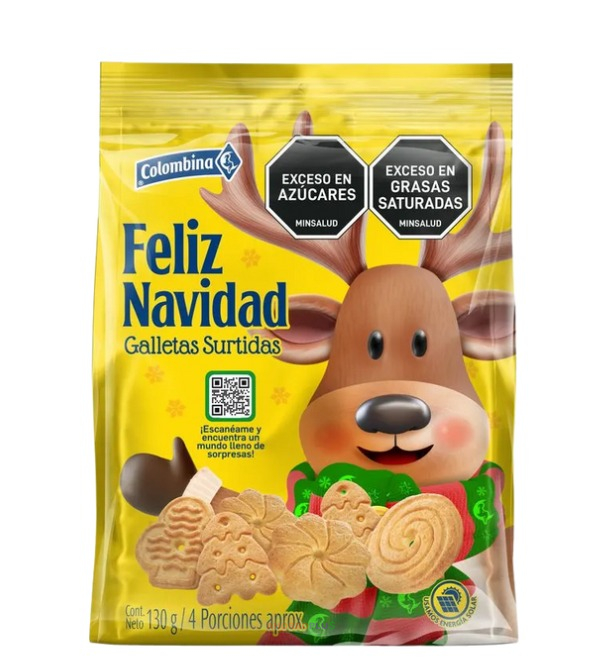 2634 NVD GALLETAS FELIZ NAVIDAD COLOMBINA 130GR CJ24 2634 NVD GALLETAS FELIZ NAVIDAD COLOMBINA 130GR CJ*24