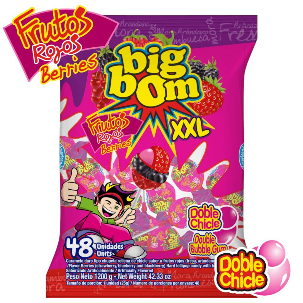 3095 CHUPETA BIG BOM FRUTOS ROJOS48 CJ8   Mayorista AhorroPlus