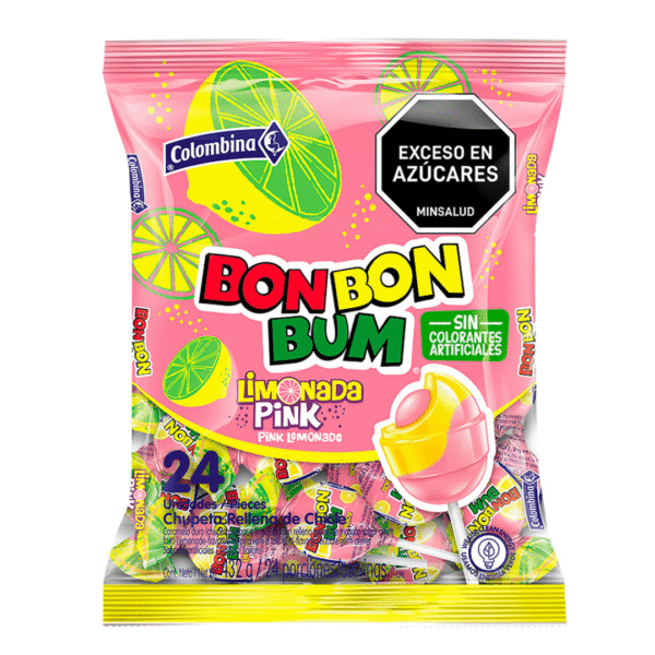 573 CHUPETA BONBONBUM LIMONADA PINK CJ*15