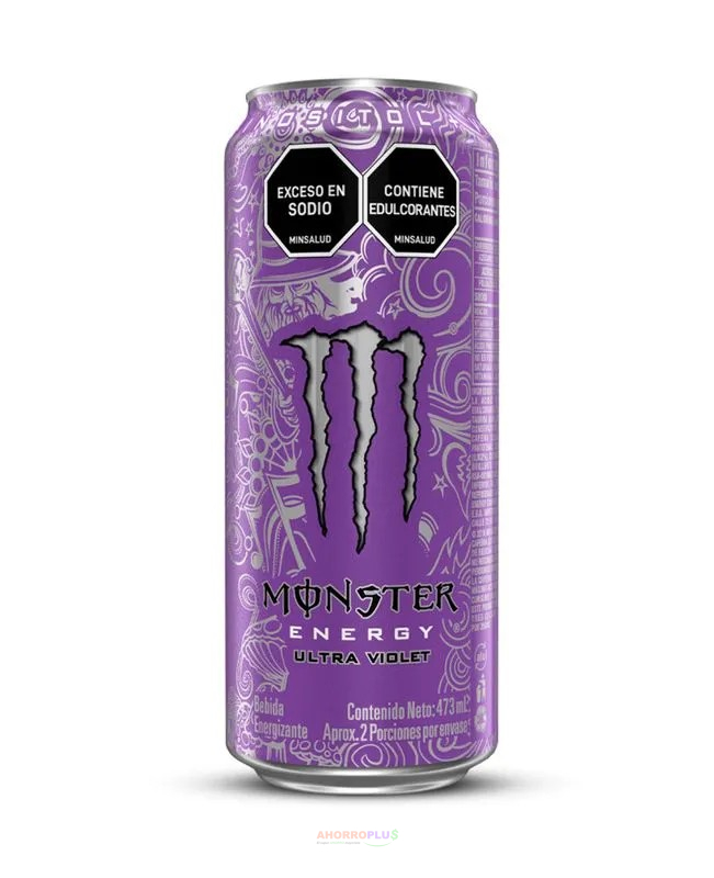 BEBIDA ENERGIZANTE UND MONSTER ULTRA VIOLET LT 473 ML .