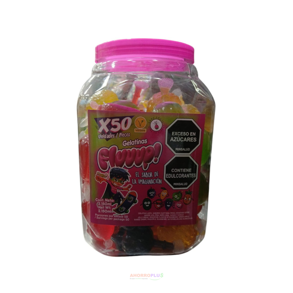 GELATINAS FLUUUP FRUTAS TARRO 50 CJ6   Mayorista AhorroPlus