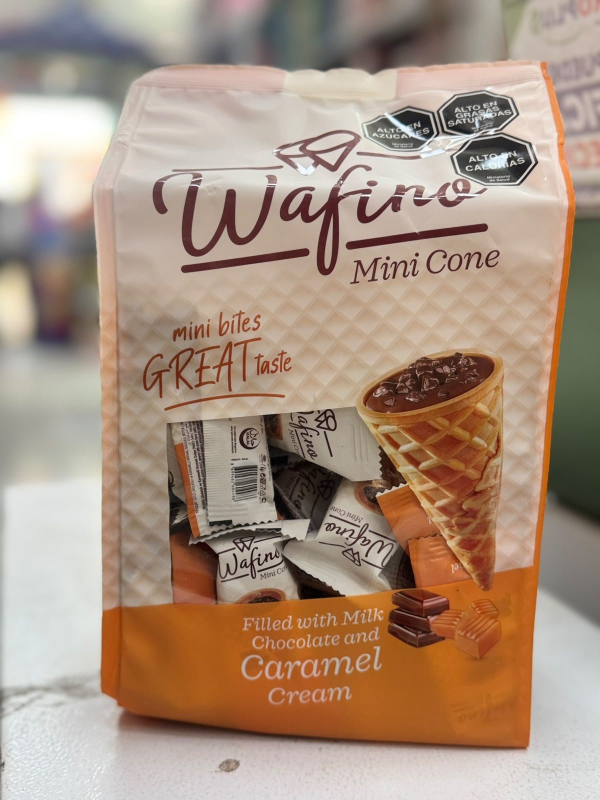 WAFINO MINI CONO CARAMELO 550GR CJ8 - Mayorista AhorroPlus WAFINO MINI CONO CARAMELO 550GR CJ8 Mayorista AhorroPlus